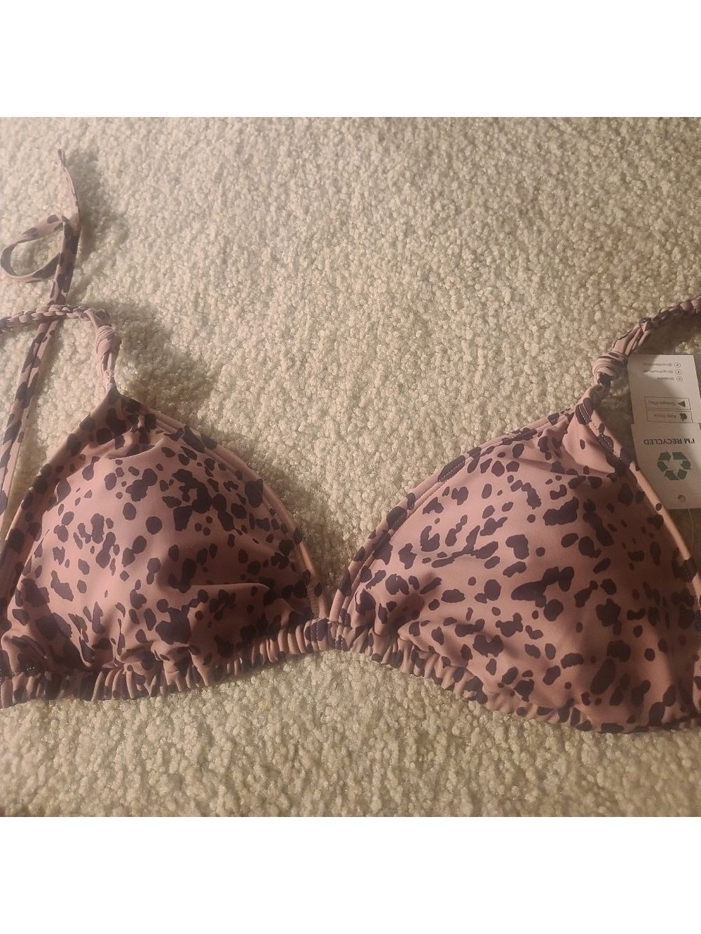 Cupshe NWOT animal instinct triangle tie back & weaved midrise hipster bikini! - Picture 4 of 4